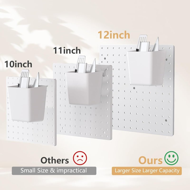 FZK Peg Board,25pcs PegBoard Wall Organizer,Includes 4 White Pegboard and Accessories,Plastic PegBoard for Room,Office, Craft Room,Kitchen and Bathroom - Image 3